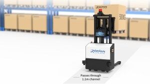 Mini autonomous forklift in factory setting